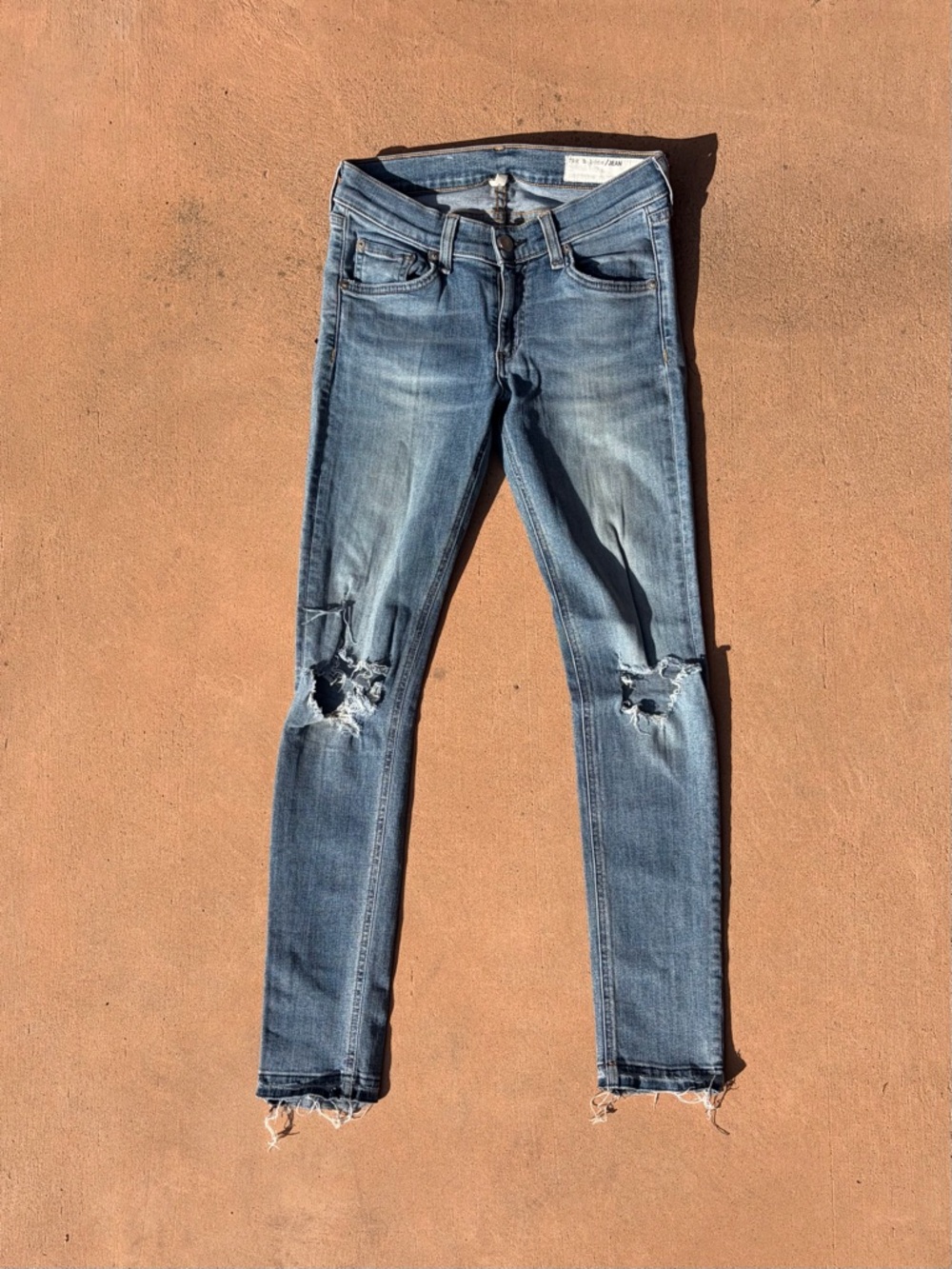 Rag & Bone Women's Blue Distressed Skinny Jeans